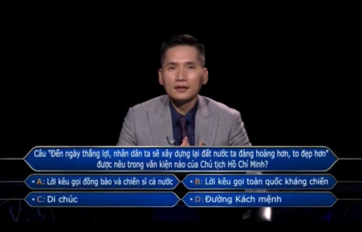 Câu hỏi số 15 khiến Nguyễn Trường Giang quyết định dừng lại, bảo toàn số tiền thưởng 150 triệu đồng.