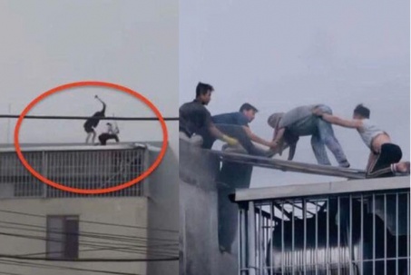 Dân mạng tìm thông tin 2 người hùng đập mái nhà cứu người kẹt trong đám cháy