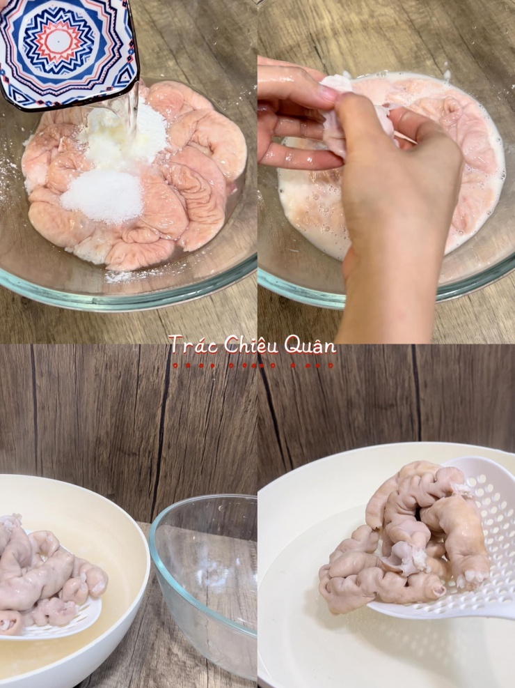 Cách làm lòng già chiên giòn: Làm sạch lòng