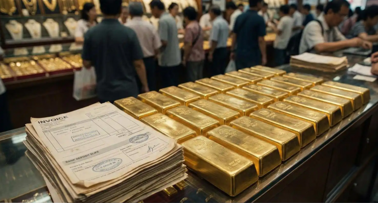 14 cửa hàng vàng cùng ‘chia nhỏ doanh thu’ để trốn thuế bị cơ quan thuế phanh phui, tổng số tiền phạt và truy thu lên tới hơn 445 triệu NDT (khoảng 1,78 nghìn tỷ đồng). Ảnh minh họa: Baidu