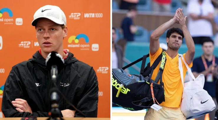 Fan lại so sánh vì họ thấy sự đối lập trong phát biểu của Alcaraz (bên phải) và Sinner (bên trái)