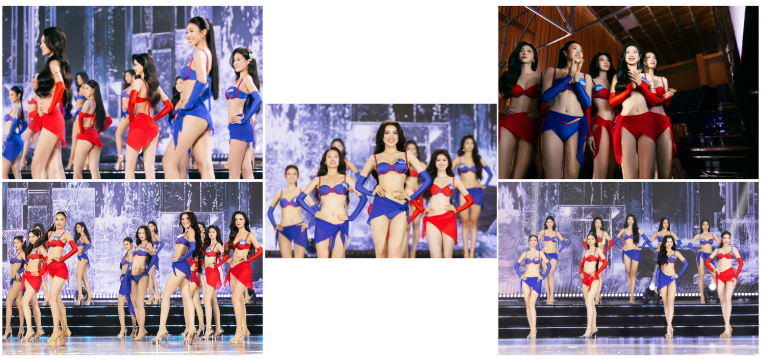 Các thí sinh gợi cảm trong trang phục áo tắm.