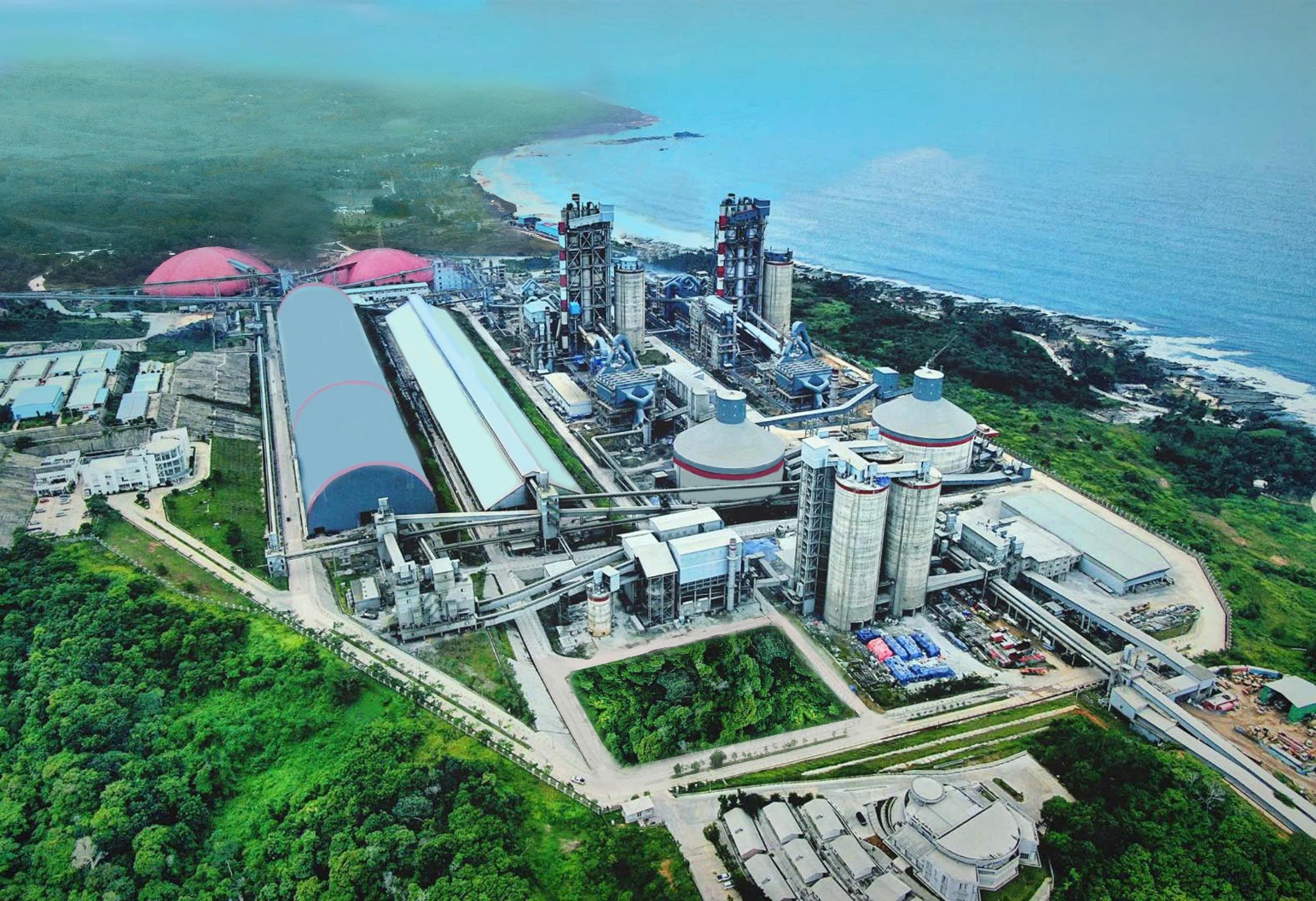 Hình ảnh minh họa mô hình Nhà máy Xi măng Hà Tiên Kiên Giang theo định hướng phát triển hiện đại, xanh và thông minh