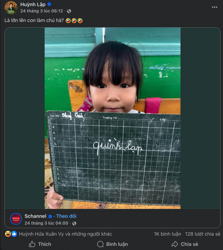 Huỳnh Lập cũng "bó tay" với sự dễ thương này của fan nhí. Ảnh chụp màn hình.