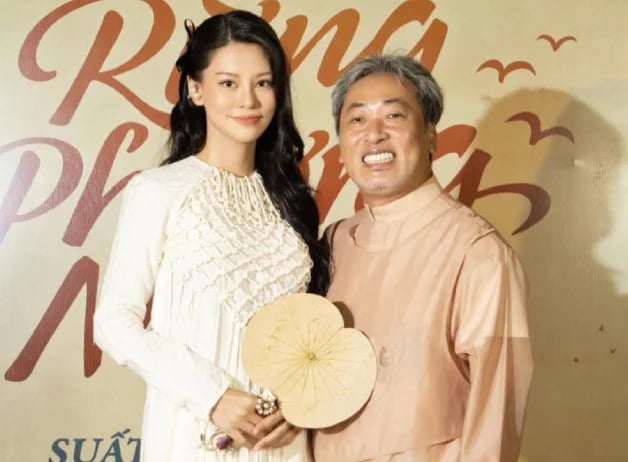 Đạo diễn Nguyễn Quang Dũng và Bùi Lan Hương trong buổi họp báo phim "Đất rừng phương Nam",. (Ảnh: NSX)