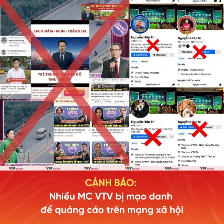 Nhiều MC/BTV của VTV cũng bị mạo danh để lừa đảo, quảng cáo... Ảnh: VTV