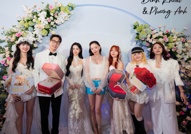 Xoài Non mặc váy cưới sánh đôi Gil Lê trên thảm đỏ - 3