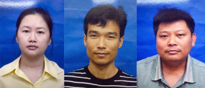 Ngô Thị Thảo, Trần Quang Chiến, và Vương Lê Vĩnh Nhân tại cơ quan điều tra. Ảnh: Bộ Công an