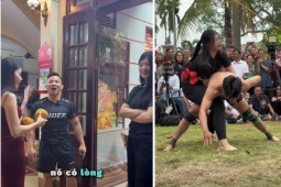 Hot girl Anh Thơ chưa giải nghệ, tới tận nhà "Qủy lùn" Hồng Sơn thách đấu vật