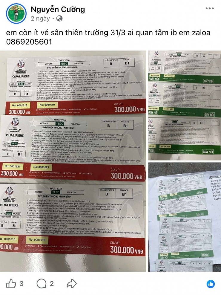 Các phe vé đang rao riết đăng bán vé trên các trang mạng xã hội.