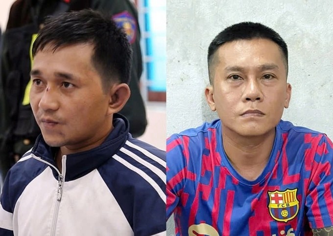 Tài "Đen" (phải) và Ân lúc bị bắt. Ảnh: Công an cung cấp