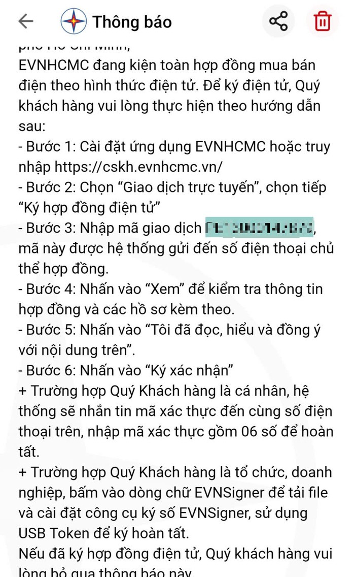 EVNHCMC hướng dẫn cách ký hợp đồng