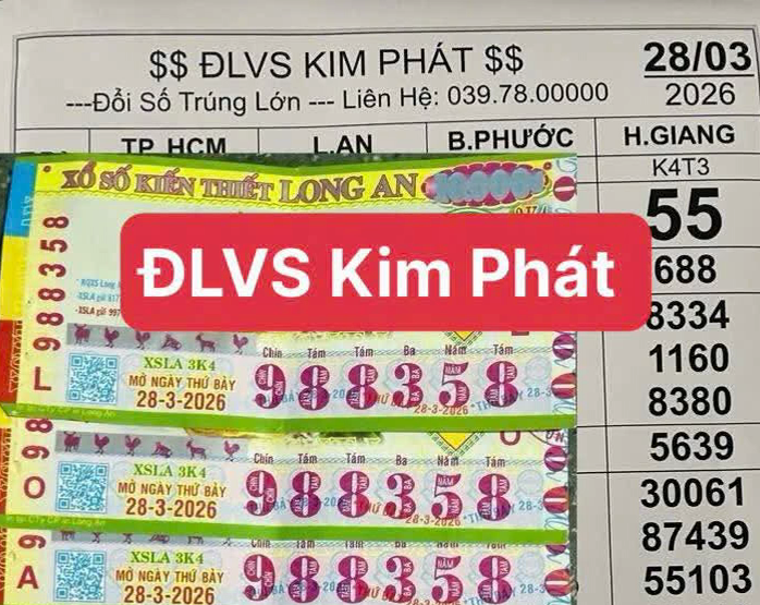 Giải độc đắc của vé số Long An trúng tại tỉnh Tây Ninh. Ảnh: ĐLVS Kim Phát
