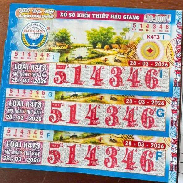 Giải độc đắc của vé số Hậu Giang trúng tại tỉnh Cà Mau. Ảnh: ĐLVS Hổ