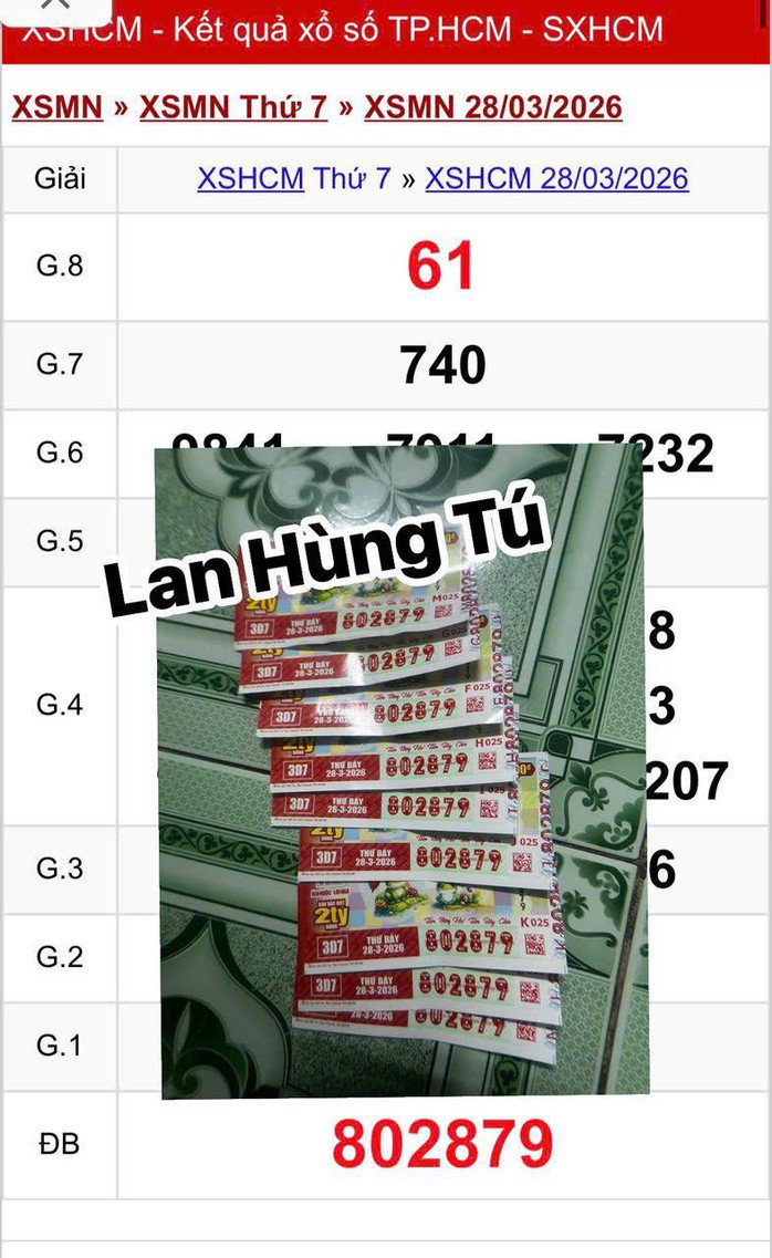 Giải độc đắc của vé số TPHCM cũng trúng tại tỉnh Tây Ninh. Ảnh: ĐLVS Lan Hùng Tú