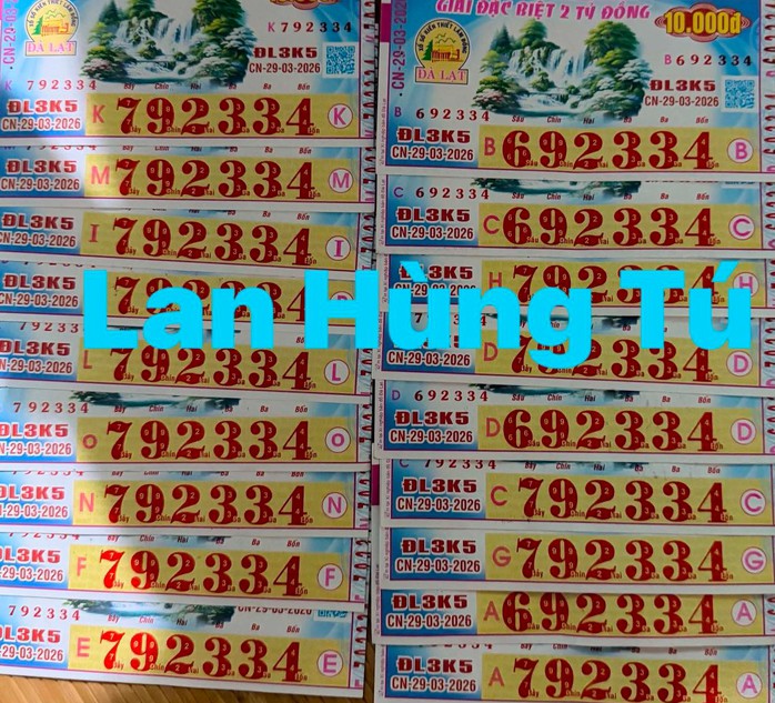 Giải độc đắc và giải an ủi của vé số Đà Lạt trúng tại tỉnh Tây Ninh. Ảnh: ĐLVS Lan Hùng Tú