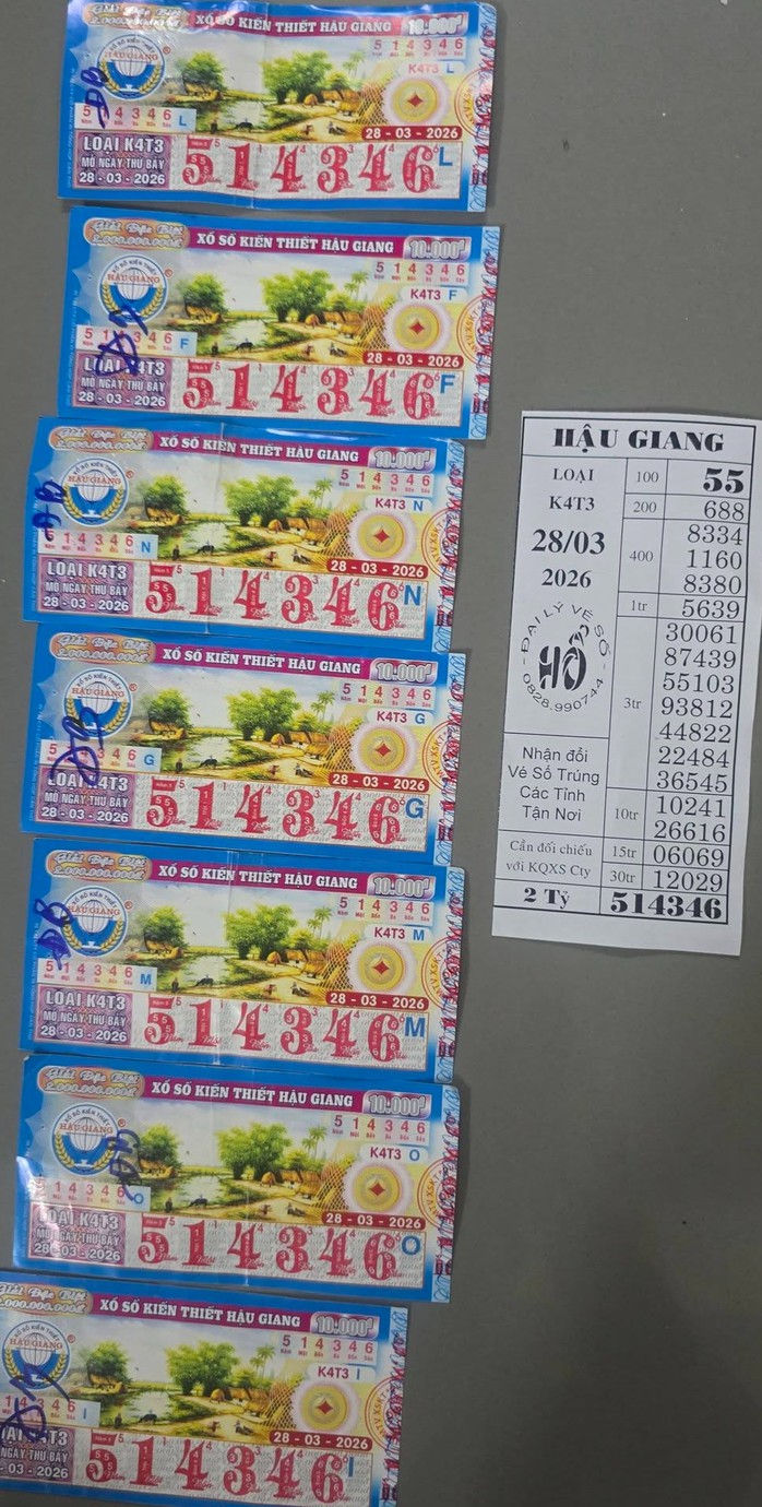 Giải độc đắc của vé số Hậu Giang trúng tại tỉnh Cà Mau. Ảnh: ĐLVS Hổ