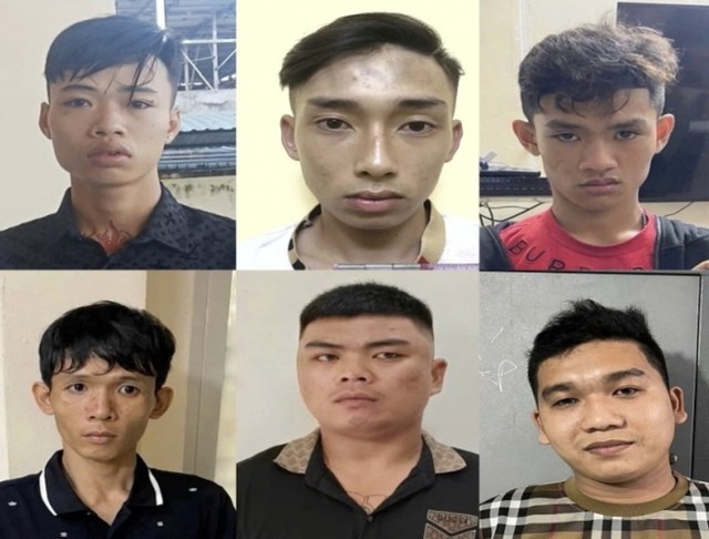 Nhóm đối tượng bị bắt giữ. Ảnh: Công an tỉnh Đồng Tháp