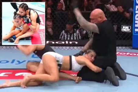 Người đẹp UFC như "lạc vào thế giới khác" khi bị đối thủ siết cổ bất tỉnh