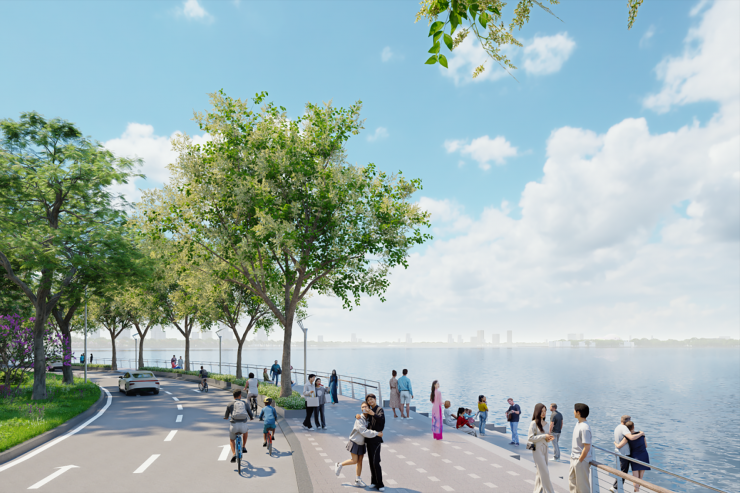 Phối cảnh Hồ Tây sau khi mở đường. Ảnh: CĐT