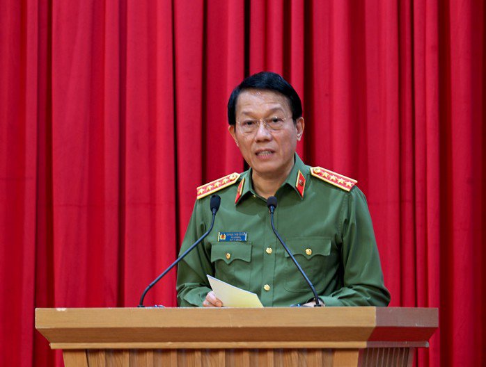 Bộ trưởng Lương Tam Quang phát biểu tại Hội nghị Đảng ủy Công an Trung ương Quý I/2026. Ảnh: Bộ Công an