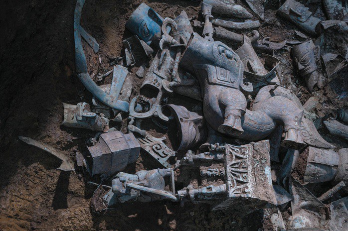 Một hố tế lễ ở thành cổ Tam Tinh Đôi, tỉnh Tứ Xuyên - Trung Quốc - Ảnh: VIỆN DI TÍCH VĂN HÓA VÀ KHẢO CỔ HỌC TỈNH TỨ XUYÊN