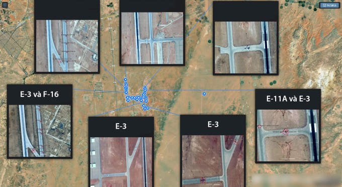 Máy bay Mỹ tại căn cứ Prince Sultan, Arab Saudi, trước cuộc tập kích ngày 27/3. Ảnh: MizarVision