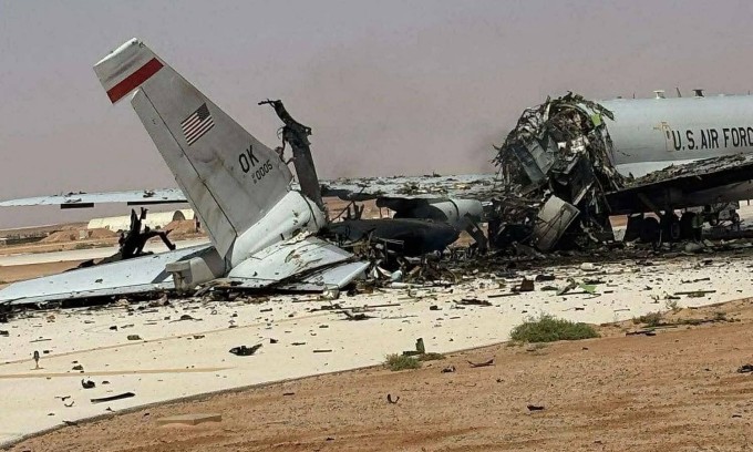 Hình ảnh được cho là chiếc E-3 Mỹ sau đòn tấn công của Iran hôm 26/3. Ảnh: Facebook/ Air Force Amn/Nco/Snco