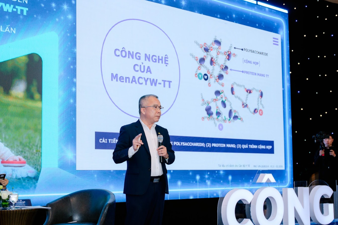 Báo cáo tại hội thảo, TS.BS. Lê Kiến Ngãi - Trưởng khoa Dự Phòng và Kiểm Soát nhiễm khuẩn, Bệnh viện Nhi Trung ương nhận định vắc xin MenACYW-TT là bước đột phá công nghệ trong cuộc chiến chống lại não mô cầu.