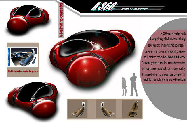 A360 Concept do nhà thiết kế Huynh Ngoc Lan chế tạo ra vào năm 2008, với ba bánh xe hình cầu có thể giúp xe di chuyển theo bất cứ hướng đi nào.