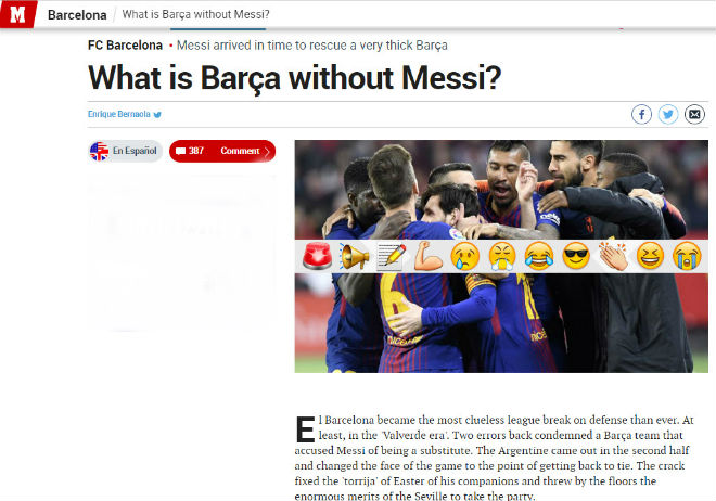 Vua Messi ghi bàn phút 89: Báo thân Real ám chỉ Barca &#34;đội bóng 1 người&#34; - 4