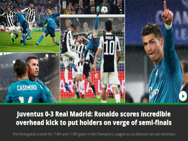 Real hủy diệt Juventus: Báo chí thế giới bái phục sức mạnh siêu nhiên Ronaldo