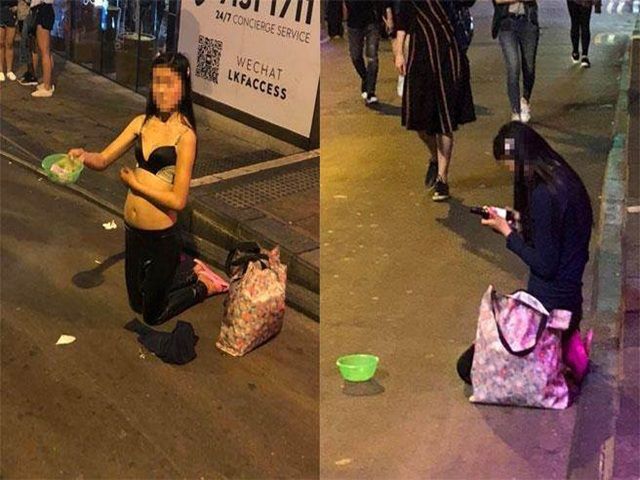 Bạn trẻ - Cuộc sống - Gái trẻ lột áo ăn xin gây bức xúc dư luận Hồng Kông