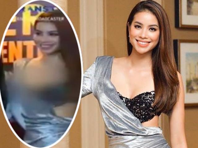 Người mẫu - Hoa hậu - Phạm Hương bị che mờ ngực trên truyền hình Indonesia vì mặc quá hở?