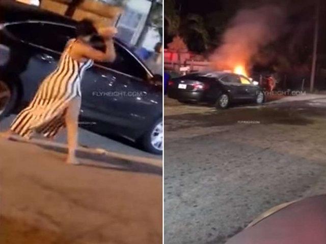 Bạn trẻ - Cuộc sống - Bạn trai phản bội, cô gái nổi điên đốt luôn xe ô tô