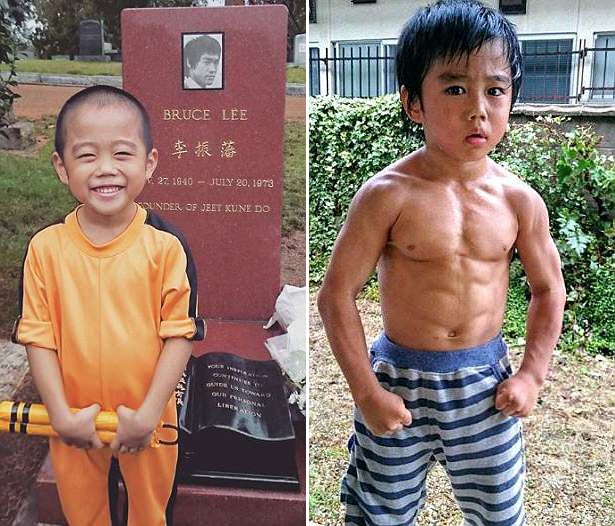 Cậu bé 8 tuổi bụng 6 múi múa côn giống Lý Tiểu Long đến từng li - 1