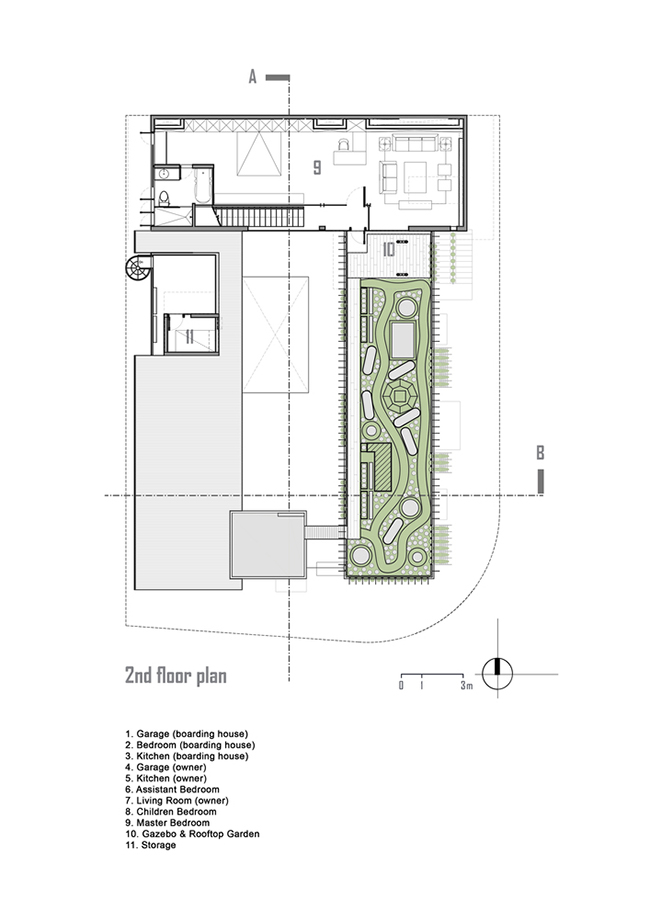 Bản thiết kế chi tiết tầng tầng 2 căn nhà nơi gia đình chủ sở hữu sinh sống.