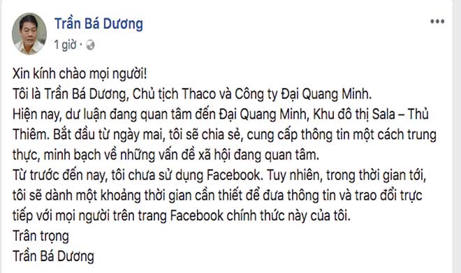 TGĐ Đại Quang Minh lập Facebook đối thoại “con đường dát vàng“ - 1