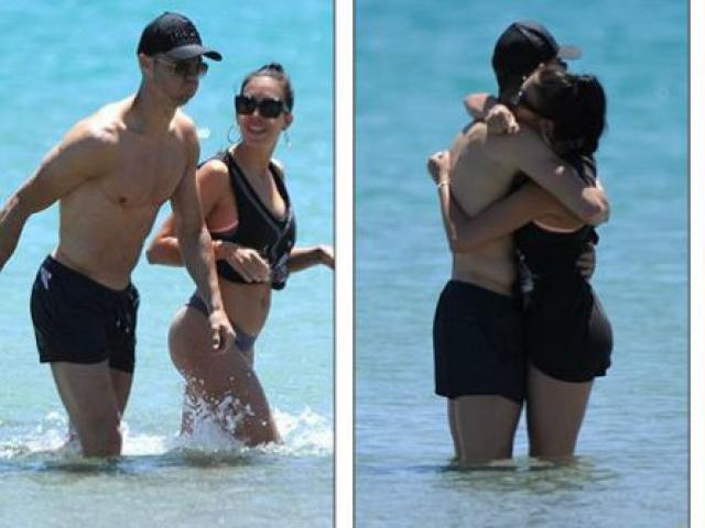 Cristiano Ronaldo và bạn gái Georgina ngọt ngào ở biển
