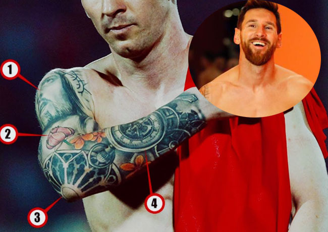 Vì sợ đau nên Messi chỉ lựa chọn những hình xăm ý nghĩa nhất, tình cảm nhất. Anh lựa chọn hình xăm hoa sen lên cánh tay như lời khẳng định tài năng có thể xuất hiện ở bất kì đâu.