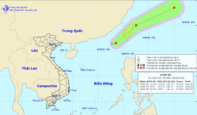Xuất hiện áp thấp nhiệt đới giật cấp 9 trên Biển Đông - 1