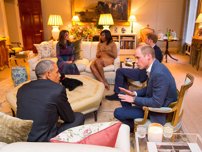 Hoàng tử William và Kate Middleton chào mừng gia đình Tổng thống Obama