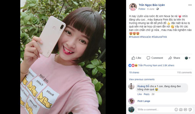 Mạng xã hội “rần rần” với sắc hồng Sakura Pink của Huawei Nova 3e - 2