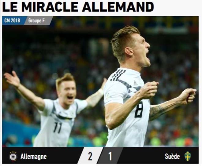 Đức thắng kịch tính: Báo Pháp ca ngợi “phép lạ” Kroos, người Brazil vị nể - 1