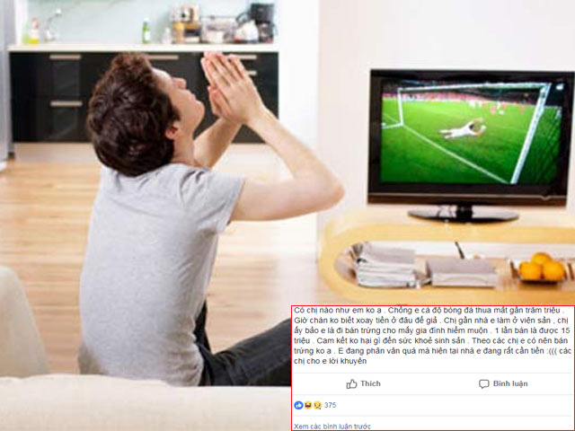 Bạn trẻ - Cuộc sống - Chồng cá độ World Cup thua gần trăm triệu, vợ cay đắng lên mạng “bán trứng” lấy tiền trả nợ