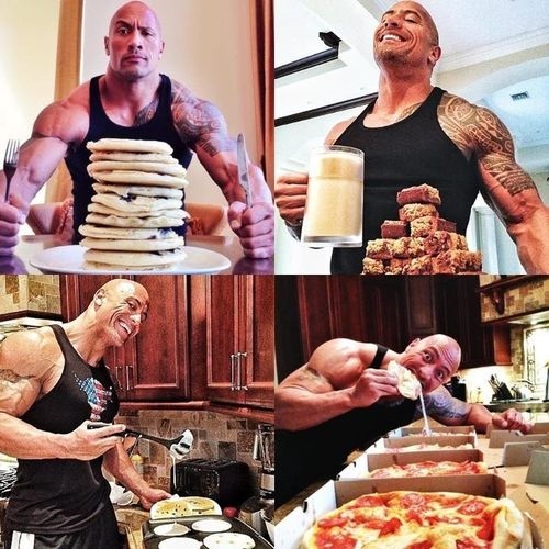 Ăn một lúc 2 chiếc pancake, 4 pizza, 21 bánh quy, The Rock làm gì để đốt mỡ? - 8