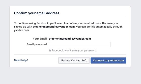 Facebook yêu cầu người dùng nhập mật khẩu email để làm gì? - 1