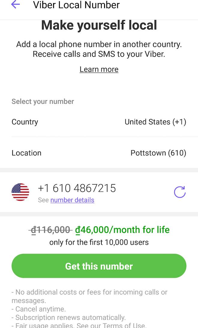 Viber tung dịch vụ giúp mỗi người có một SĐT địa phương khi ở nước ngoài
