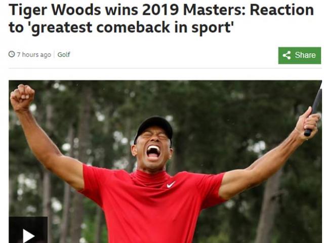 Thể thao - Tiger Woods vô địch chấn động: Báo chí thế giới gọi là điều kì diệu, "nhà Vua" trở lại