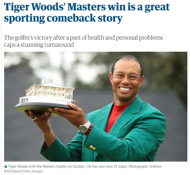 Tiger Woods vô địch chấn động: Báo chí thế giới gọi là điều kì diệu, &#34;nhà Vua&#34; trở lại - 4